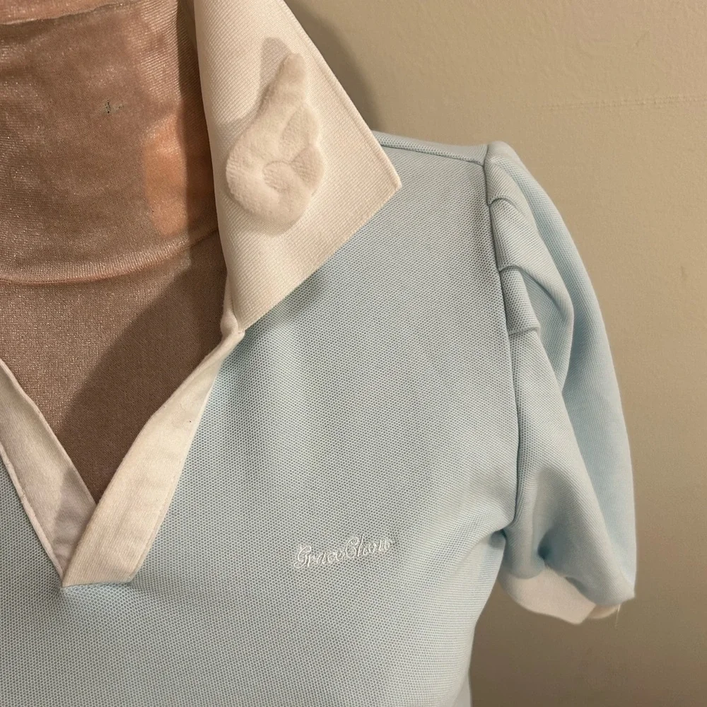 Grace Chow powder blue short sleeve mini shirt dress collared 3D wings Small - Picture 9 of 14